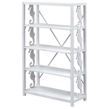 White Bookcase with Seahorse Design